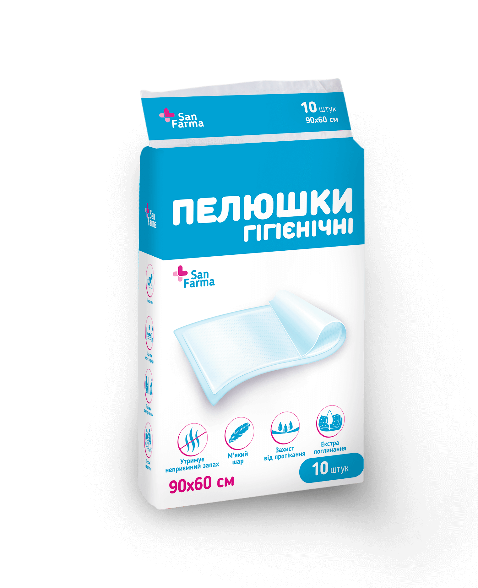 Пелюшки поглинаючі San Farma 60см х90см №10 ELB